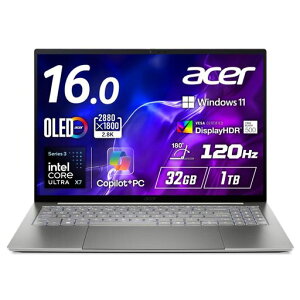 AcerSwift16AI�C���e��CoreUltraX7358HOLED����2.8KDCI-P3100%120Hz�}���`�^�b�`�f�B�X�v���C32GB������1TBSSD16�C���`���^�y��24���ԋ쓮207����f