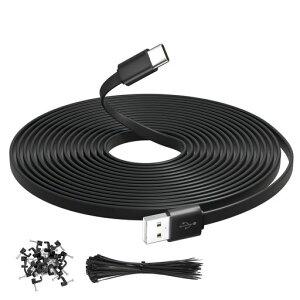 OXZEEWEE 5m/16.4�t�B�[�g USB A-USB C �����t���b�g�P�[�u��(�Œ�p�B�E�����o���h�t��)�A�Z�L�����e�B�J�����p�[�d�P�[�u��(Tapo C120�AEufy S3 Pro�AWyze�ABlink�Ή�)- �u���b�N