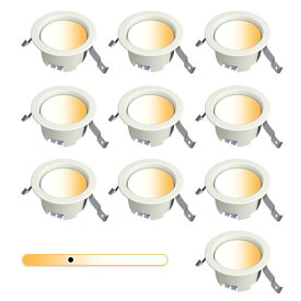 POOPEE屋内用LEDダウンライト天井埋込型埋込穴100φled昼光色電球色昼白色3段階調色色温度メモリー機能高気密SB形浅型6H5W500LM白熱球40形相当照明器具リビング寝室キッチン廊下天井照明小型