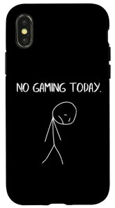No Gaming Today Sad Stickman �ʔ��� �r�f�I�Q�[�}�[ �j�� �j�̎q �L�b�Y �X�}�z�P�[�X iPhone X/XS �p