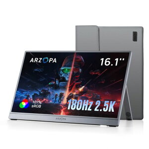 ARZOPA16.1�C���`�Q�[�~���O���j�^�[180Hz2.5K�|�[�^�u�����j�^�[|107%sRGB���P�xIPS�����p�l��|�f���A���X�s�[�J�[����|USBType-C/miniHDMI|