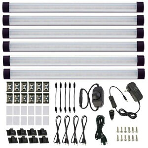 LED�o�[���C�gAIBOO����30CMLED�X�����Ɩ������X�C�b�`���K�i�����L�b�`���Ɩ�AC�A�_�v�^���P�x�����F6000K�I���Ɩ��ȒP�ȃC���X�g�[���L���r�l�b�g����і{�I�p(6�Z�b�g)