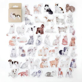 シールステッカー手帳92枚猫犬動物コラージュ花おしゃれコーヒー白黒可愛いおもしろぷっくりインデックスシール帳(犬)