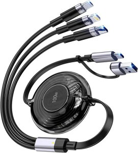 100W 6IN1������莮�[�d�P�[�u�� �܂��Ƃ� USB C/LIGHTNING/MICRO �}���`�[�d�R�[�h (IPHONE/IPAD/MACBOOK/�^�u���b�g/GALAXY/NOTE�ȂǊe��Ή�)3�䓯���[�d PD�Ή� 4�t�B�[�g/1.2M 5A