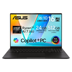 ASUSm[gp\RVivobookS16M5606KA16C`AMDRyzenAI735024GBSSD512GBWindows11d1.5kgWi-Fi6EType-CdΉL@ELpl