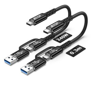JBTOP�A���h���C�h����USBA����C�P�[�u��30CM[2�{]�A2in1USBC3.1Gen2�}���[�d�ƃf�[�^�]��USB�ԍڃP�[�u���AiPhone1615ProMax�AGalaxyS23�APixel9ProXL�ɑΉ�