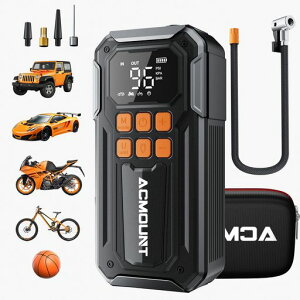 ACMOUNT���]�ԋ�C����d����C����o�C�N�ԃG�A�[�|���v10000mAh��e�ʃo�b�e���[�ő刳��160PSI�^�C����C�����m������~��/�p/�Ď��o���u�Ή�SOS/LED�������C�g�t��������~�G�A�|���v