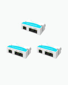 LINOVISION 2�|�[�g POE ���� �G�N�X�e���_�[ (3�Z�b�g)�ACat5/6 LAN �P�[�u����100m �J�X�P�[�h �������]�� 802.3 af/at IP�J�����AIP�d�b�A���C�����XAP�Ȃ� 2��POE�f�o�C�X�ɓd�͂���������