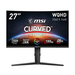 MSI�p�ȃQ�[�~���O���j�^�[MAG275CQRFQDE227�C���`/WQHD/RapidVA�p�l��/180Hz/�ʎq�h�b�g/0.5ms(GTG)/HDMI