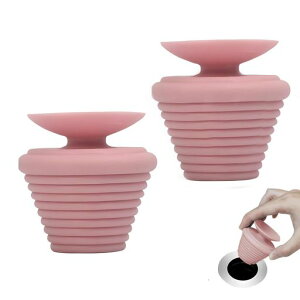 ポクミルゴム栓お風呂の栓シリコン製柔軟性耐用性高密閉性浴槽洗面台キッチン用ピンク排水口ストッパー吸盤デザイン幅広い用途簡単取り付け屋内屋外兼用(2個セット)