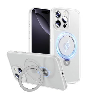 MagicJohn�Ή�iPhone16ProMax�p�P�[�X�ϏՌ�MagSafe�Ή����C�����X�[�d�X�^���h�t��360°��]����~�ߑΉ���phone16ProMax�p�P�[�X�������J�����ی�TPU�Y���ɂ���
