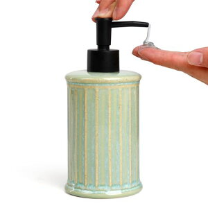 Umlacaソープディスペンサー液体ディスペンサーボトル陶器ディスペンサー台所洗剤ソープボトル陶器ソープディスペンサーキッチン洗剤用シャンプーボトル(グリーン)