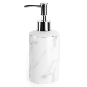 Umlacaハンドソープディスペンサー陶器ディスペンサーボトルソープディスペンサー液体タイプ手動ポンプ式シャンプーボトル詰め替え対応キッチン洗剤用容器おしゃれ大理石北欧スタイル…
