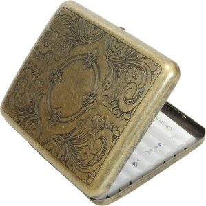 シガレットケースタバコケース煙草20本収納両面収納ビンテージアンティーク調スリムおしゃれメタル煙草入れワンタッチ開閉式SigaretteCase(GW)