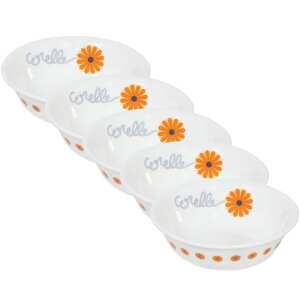 コレール中ボウル5枚セット皿プレート割れにくい軽量電子レンジ対応オーブン対応食洗機対応オレンジマーガレットJ418-ORMCP-1938