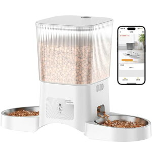 HoneyGuaridan自動給餌器猫用2匹用デュアルボウル設計公平給餌アプリ遠隔操作2.4G/5GWi-Fi接続対応スケジュール自動給餌設定1日6回・24食分までデュアル電源システム音声呼び出し機能簡単洗浄…