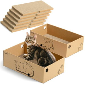 Ycozy猫爪研ぎ段ボール6枚入りダンボール箱に猫爪とぎ両面使える猫爪とぎ猫ベッド猫つめとぎ猫ソファー掃除楽室内猫/子猫専用