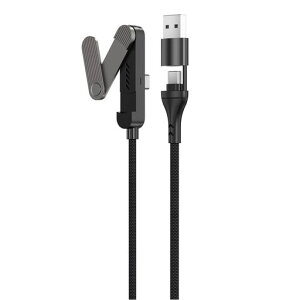 USB Type C �[�d�P�[�u�� 2-in-1 �X�^���h�t�� 65W�}���[�d PD�Ή� 3 �|�W�V�����܂肽���݃X�^���h�t�� 1.5M T���^ �}���`�@�\ �X�}�z�E�^�u���b�g�Ή� �g�ѕ֗� �}���`�@�\�[�d�P�[�u�� �u���b�N