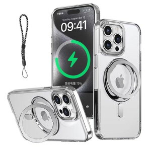 CasesmoiPhone14/15Plus�p�P�[�XMagsafe�Ή�360°��]�\��Magsafe�����O�X�^���h�z���_�[��̌^�E�X�g���b�v1��t���c�����Ή��ČR�K�i�ϏՌ��J���������Y�ی�ԍڃz���_�[�Ή�