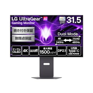 LG �Q�[�~���O ���j�^�[ AI 32GX870B-B 31.5�C���`/4K@240Hz/�^���f��OLED/0.03ms/USB-C���d90W