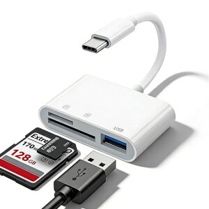 �y2026�ŐV�^�z3in1Type-C�J�[�h���[�_�[SD/TF/USB�ϊ��A�_�v�^5Gbps�����o�����]��OTG�@�\�ݒ�s�viPhone15/16/17/MacBook/Android/PC�Ή��ő�1TB�J�[�h�Ή�