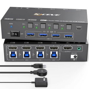 KVM �X�C�b�` 4 ��̃R���s���[�^�[ 8K@60Hz 4K@120Hz�A�V�~�����[�V���� EDID�A4 ��̃R���s���[�^�[�p USB3.0 KVM �X�C�b�`�A1 ��̃��j�^�[�����L�A�L�[�{�[�h�A�}�E�X�A�w�b�h�Z�b�g�����L�A�L�c