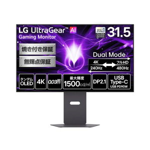 LG �Q�[�~���O ���j�^�[ AI 32GX870B-B 31.5�C���`/4K@240Hz/�^���f��OLED/0.03ms/USB-C���d90W