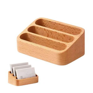 名刺立て木製3マス名刺スタンド大容量卓上メモ写真カード立て展示カードスタンドオフィスビジネス