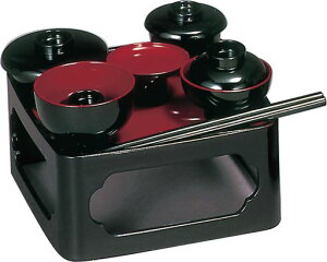 サンメニー入子膳6.5寸黒(内朱)本格仏膳仏壇用山中漆器日本製お霊供膳お供え膳セット仏具仏膳セット仏膳器仏膳台現代仏壇仏具小物毎日のお供えお参りに手元供養ペット供養小さなスペ…