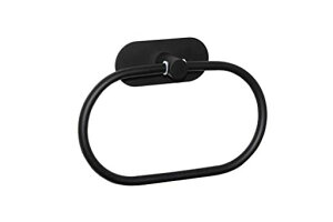 QINGQIUタオルリング粘着タオル掛けタオルかけステンレスたおるかけおしゃれタオルハンガー壁掛けキッチンお風呂バスルーム(20CMブラック)