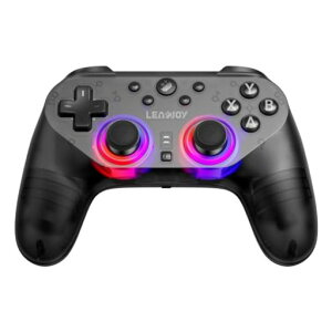 Leadjoy Saber Plus �Q�[���R���g���[, 2.4G/Bluetooth/�L�� �Ή� �|�[�����O���[�g 1000Hz TMR RGB ���C�g 10�}�C�N���X�C�b�`�{�^�� �z�[�� 4�̃J�X�^���{�^��
