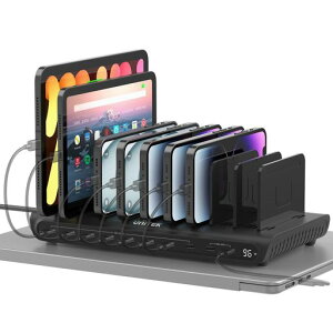 Unitek2026�d�� USB�[�d�X�e�[�V���� 10�|�[�g �f�W�^���\�� 10C PD65W ���X�^���h �Ԋu�����\ 10�䓯���[�d