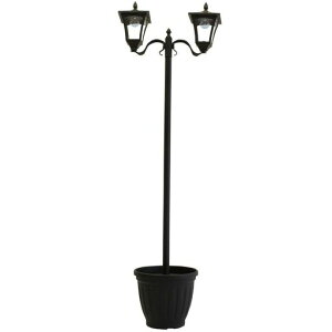 リビングアウト(LivingOut)植木鉢付きソーラー街灯2灯タイプブラック