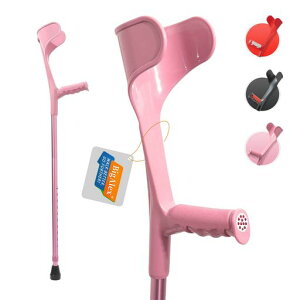 ビグアレクス(BigAlex)クラッチ杖松葉杖まつばづえロフストランドクラッチ折りたたみ折り畳み伸縮式ロフストランドステッキリハビリアルミニウム軽量歩行補助10段階調節可能(1本ピンク)