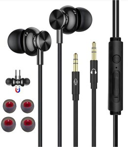 有線イヤホン3m長線マイク付きイヤホンスピーカーとマイク独立プラグ、TV、PCゲーミングやレコーディングに対応