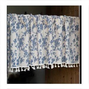 Q’fooカフェカーテン60cm丈小窓用花柄おしゃれ北欧風半遮光断熱外から見えない目隠し間仕切り出窓カーテン突っ張り棒式