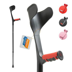 ビグアレクス(BigAlex)クラッチ杖松葉杖まつばづえロフストランドクラッチ折りたたみ折り畳み伸縮式ロフストランドステッキリハビリアルミニウム軽量歩行補助10段階調節可能(1本ブラック)