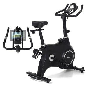 アルインコ(ALINCO)フィットネスバイクエアロバイククロスバイク静音8段階負荷ホイールカバーロングハンドルサドル高さ前後調整タブレットトレー付組立簡単スピンバイク1822BK1822BKブラック