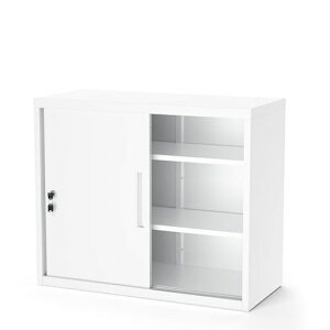 DEWELスチールロッカー鍵付き書庫キャビネット引戸書庫引き戸タイプスチール製保管庫収納庫おしゃれ業務用会社学校事務所病院用法人、個人事業主様向け3段A4対応可動棚鍵付きアジャス…