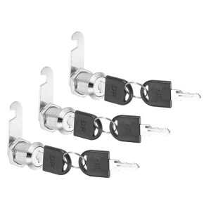 PATIKIL鍵付きキャビネット引き出しロック3個1”(25mm)キーが同じ亜鉛合金セキュリティロックシリンダーカムドア戸棚家庭用郵便受けオフィス用シルバー