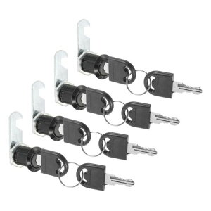 PATIKIL鍵付きキャビネット引き出しロック4個1”(25mm)キーが同じ亜鉛合金セキュリティロックシリンダーカムドア戸棚家庭用郵便受けオフィス用黒色