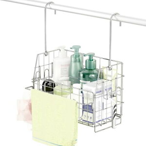 PAVSTINEお風呂吊り下げバスケット18-8ステンレスバスルームバスケット錆びないお風呂カゴ吊り下げ大容量風呂収納おもちゃ収納浴室用ラックタオルハンガー/小物フック付き組み立て式シ…