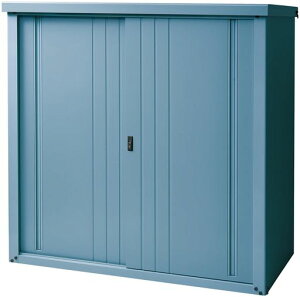 ガーデンマスター(Gardenmaster)物置屋外収納庫大型幅152.8x奥行79.3x高さ153.4cm安心設計吊り戸式可動棚10cm間隔棚板補強加工鍵付き棚板ハーフ2枚転倒防止設計KSLB-1515クラウドブルー