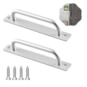 2個入アルミニウム合金ドアハンドル取っ手床下収納取っ手引き出し取っ手操作が簡単ガレージワードローブのドアドアノブアルミニウム合金金属ドアノブネジ付き(シルバー180mm)