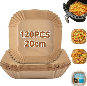 Selinearエアフライヤー用紙120枚セットノンフライヤー使い捨て紙耐熱耐油耐水性天ぷら敷紙油紙クッキングシートシリコーンオイル紙電子レンジオーブン蒸し器対応四角形(20cm*4.5cm)