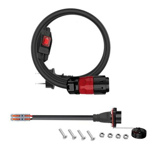 AUTKLERキャンピングカー外部電源入力キット2芯丸型航空防水コネクターIP67オス-メスソケット20Aに対応(入力ケーブルセット)ONOFFスイッチ付き100Vプラグ外付けパワーテイクオフ(スイッチ付き)