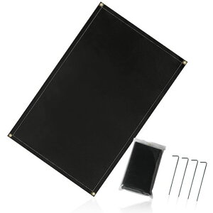 Chaslean焚き火シート焚き火台シートスパッタシートチクチクしないシリコン黒ブラック耐熱耐火キャンプ芝生保護4本のペグ付き収納袋付き60*93cm