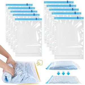 Mogoti圧縮袋旅行衣類圧縮袋衣類収納袋旅行用真空あっしゅく袋くるくる圧縮袋掃除機不要手巻き手押しポンプ不要衣類収納圧縮パック旅行便利グッズ防カビ防虫トラベルグッズ真空衣類洋…