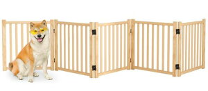 Oapetyペットゲート置くだけ犬ゲートペットフェンス高さ58cm幅292cm自立型ゲート折りたたみ式犬フェンス室内用ペット飛び出し防止柵木製玄関軽量