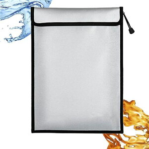 耐火バッグ集金袋書類保管ケース防水ファイルバッグ耐火性書類セーフティー20x26cm難燃加工防炎貴重品安心防火防爆防災収納可能耐熱2000度大容量耐火袋大容量家庭用安心保管袋シルバー